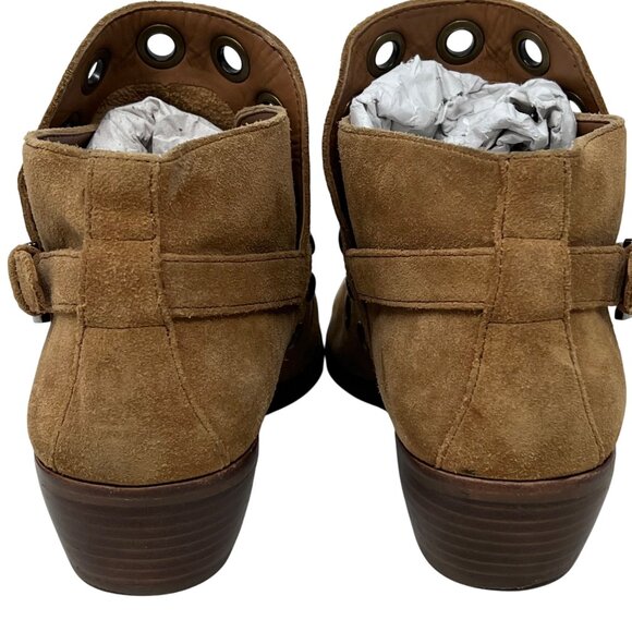 Sam Edelman Pedra Womens Tan Suede Leather Ankle Boots Grommets  Buckle  7 READ - Picture 9 of 13